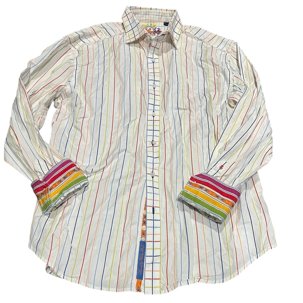 Robert Graham Striped Multi Color Long Sleeve Button Shirt Size 2XL